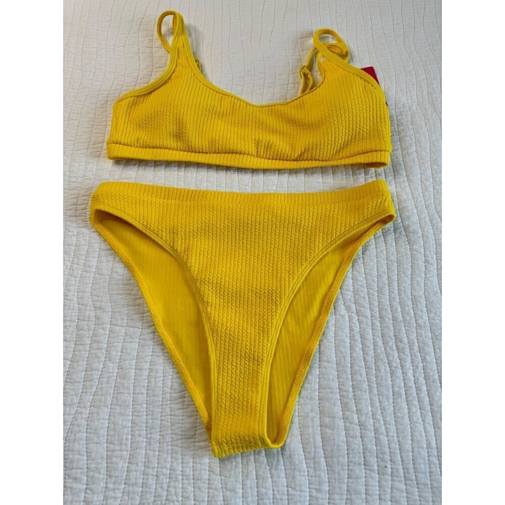 KIZPEIWR Two Piece Bikini Swim Suit SZ XXL High Cut Yellow NEW - Picture 12 of 12